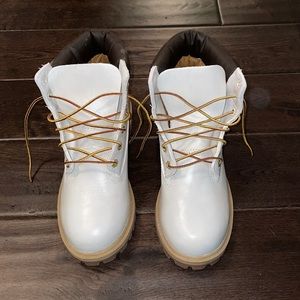 Custom painted white Timberland boots